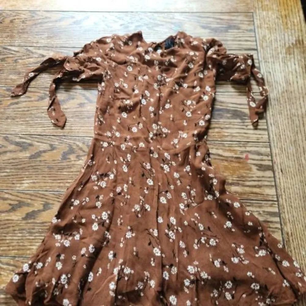 Reformation March Brown mini floral dress Sz 0
